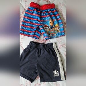 Nickelodeon Paw Patrol Kids Blue and Red Bathing Suit & OSH KOSH Navy Shorts.